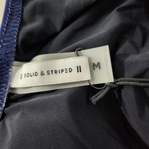 2/$50 Solid & Striped Blue One-Piece Swimsuit Size M | Classic Beachwear - Picture 3 of 6